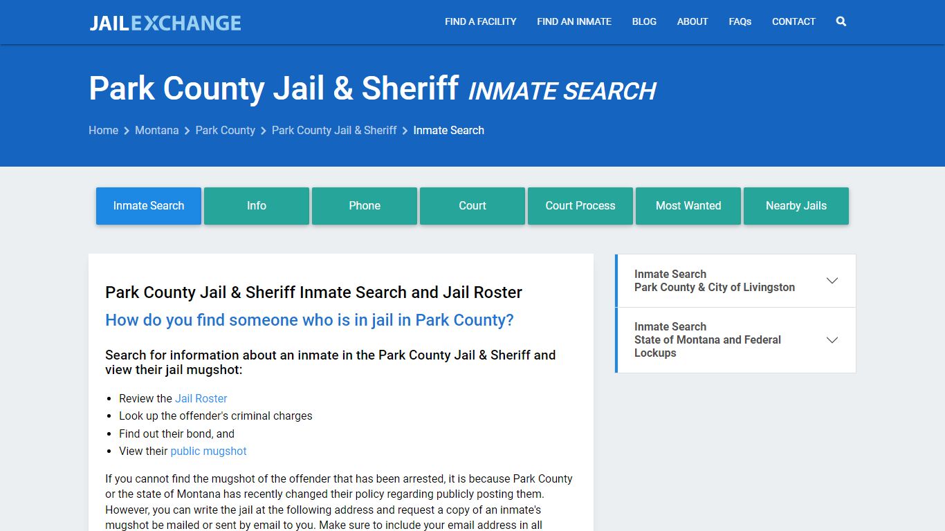 Inmate Search: Roster & Mugshots - Park County Jail & Sheriff, MT